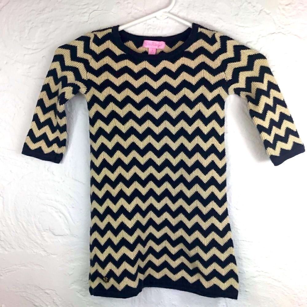Lilly Pulitzer navy/cream with gold sweater dress